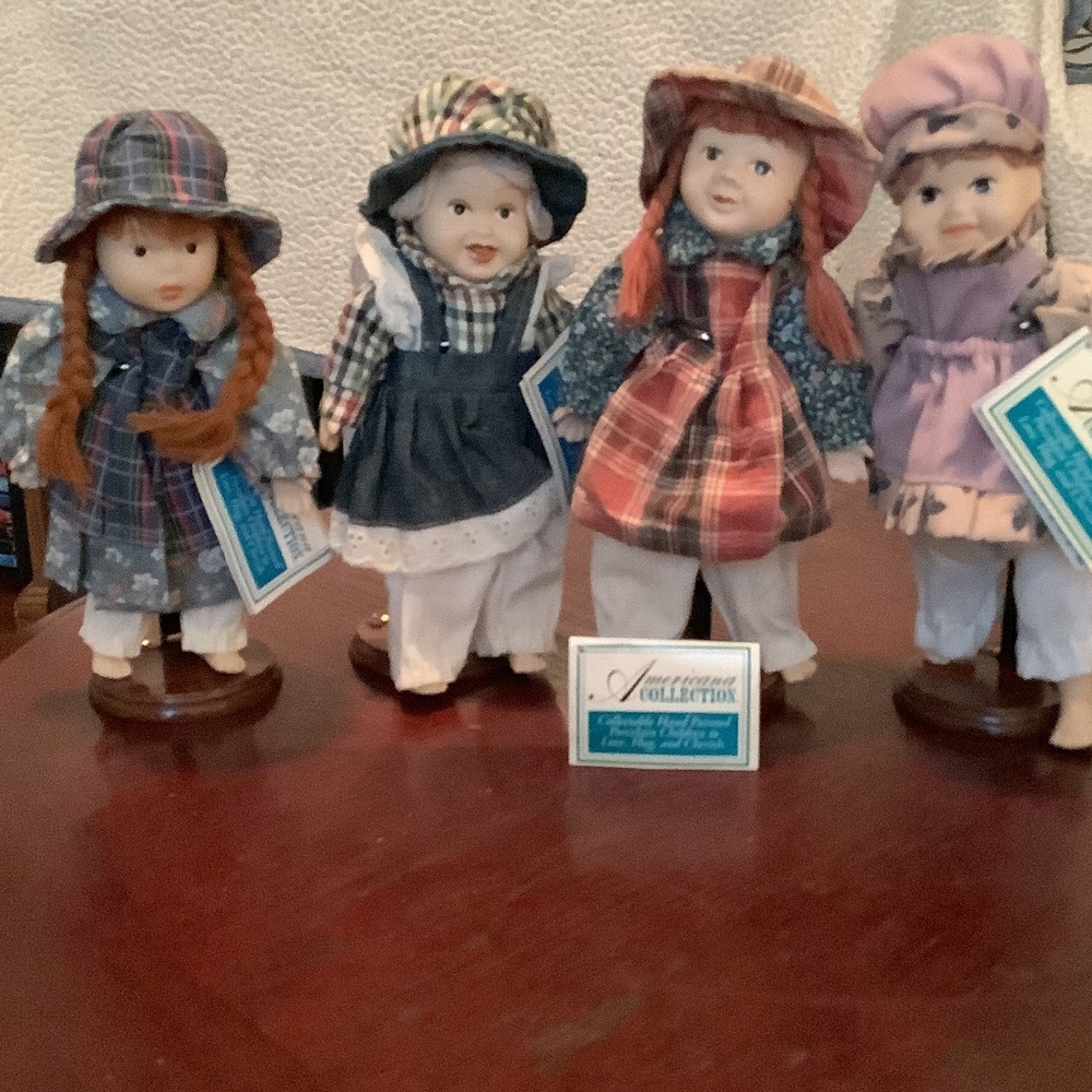 Porcelain Girl Doll Set - Plaid & Pastel Outfits